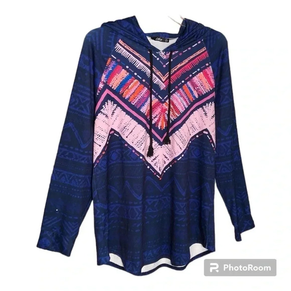 Lily by Firmiana Hoodie Women’Size 1X Polyester and Spandex Multi Colored Print - Picture 1 of 6